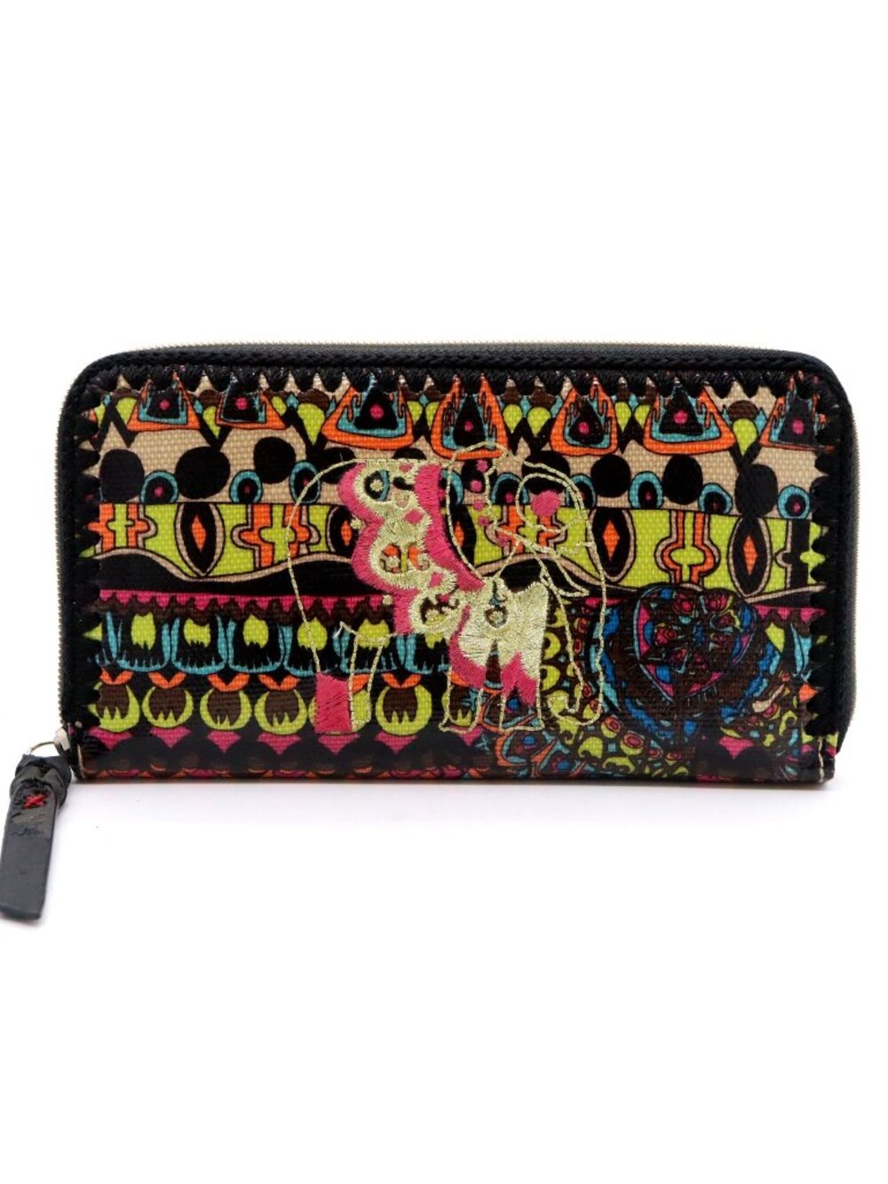 Sakroots Zip-around Clutch Wallet Embroidered Elephant Boho Multicolor Print